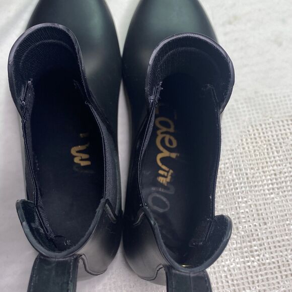 SAM EDELMAN Rain Boots Pull On Ankle Rubber Stretch Logo Womens Size 10 Black - Picture 5 of 6